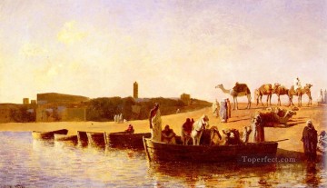 Edwin Señor Semanas Painting - En el cruce del río Indio egipcio persa Edwin Lord Weeks